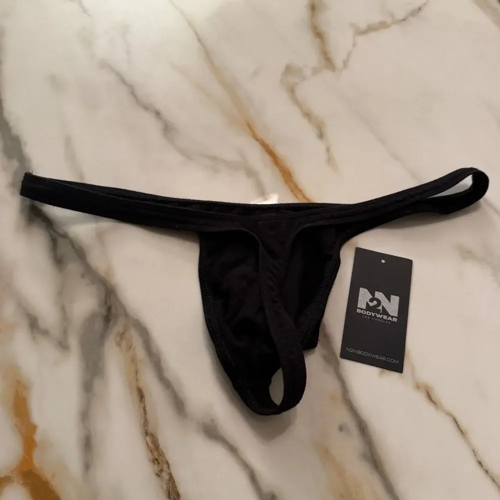 NEW N2N Bodywear Mens Cotton Micro Thong Color Black Size Large